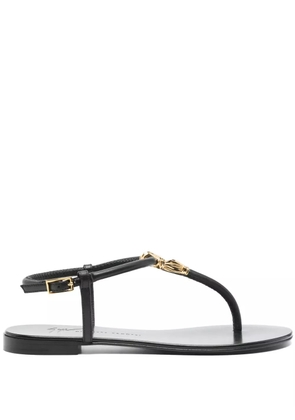 Giuseppe Zanotti Tie flat leather sandals - Black