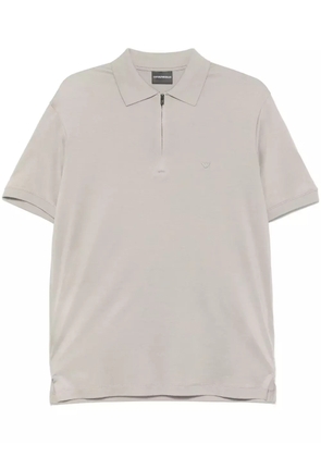 Emporio Armani logo-embroidered polo shirt - Grey