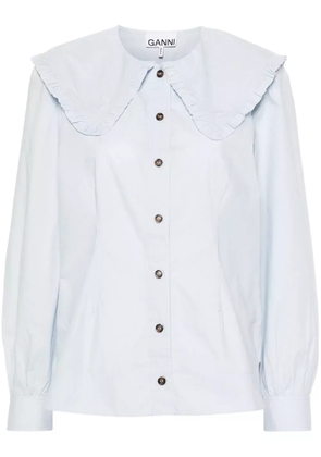 GANNI puritan-collar cotton shirt - Blue