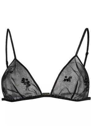 Prada embroidered-detail sheer silk bralette - Black
