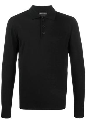 Emporio Armani long sleeve polo shirt - Black
