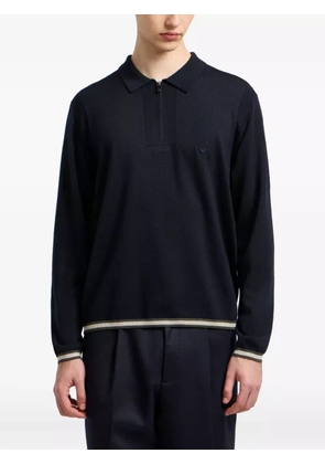 Emporio Armani half-zip wool polo shirt - Black
