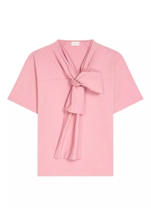 DRIES VAN NOTEN bow neck cotton T-shirt - Pink