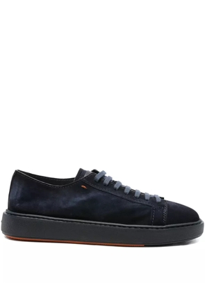 Santoni suede lace-up sneakers - Blue