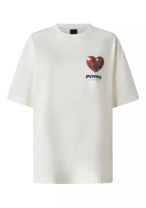 PINKO Surreal Love heart-snake print T-shirt - White