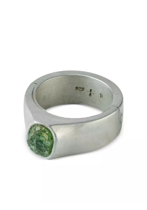 Parts of Four terrestrial surfaced peridot ring - Silver