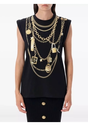 Balmain chain-print tank top - Black