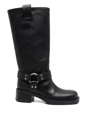 Gisel Moire 45mm Blackpool ring-buckle leather boots