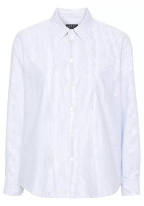 A.P.C. logo-embroidered striped shirt - White