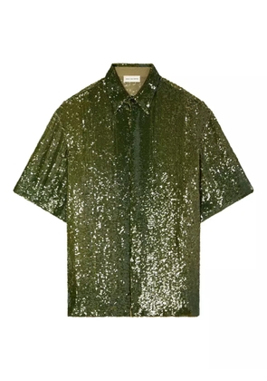 DRIES VAN NOTEN sequin-embellished short-sleeve shirt - Green