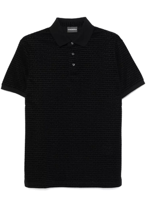 Emporio Armani logo-flocked polo shirt - Black