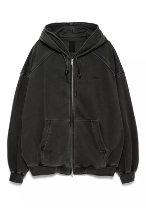Juun.J logo-embroidered zip-up hoodie - Grey