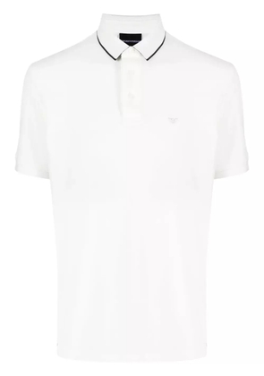 Emporio Armani logo-embroidered piqué polo shirt - White