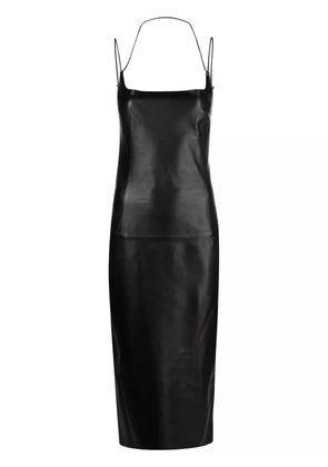 The Attico halterneck leather midi dress - Black