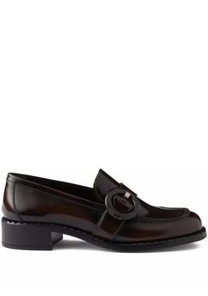 Prada brushed leather loafers - Brown