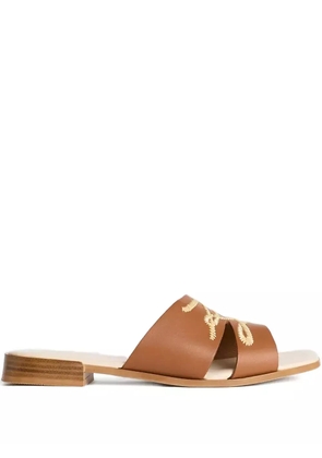Karl Lagerfeld leather slides - Brown
