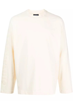 Jacquemus Le t-shirt Typo long-sleeve cotton T-shirt - Neutrals