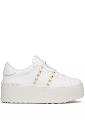 Valentino Garavani Rockstud Untitled leather flatform sneakers - White