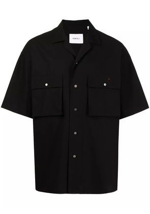 Ports V slogan-print short-sleeve shirt - Black