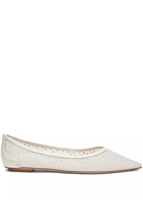 Stuart Weitzman Emilia mesh crystal-embelished ballerina shoes - White
