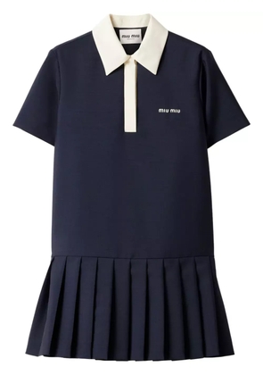 Miu Miu polo-collar pleated dress - Blue