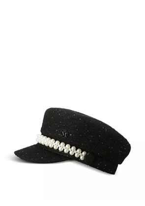 Maison Michel pearl-embellished cap - Black