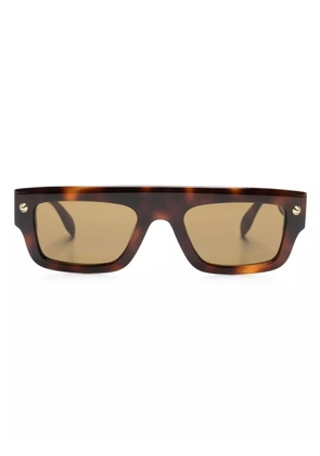 Alexander McQueen Eyewear Spike Studs rectangular-frame sunglasses - Brown