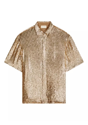 DRIES VAN NOTEN sequined short-sleeve shirt - Gold