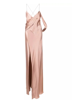 Michelle Mason silk wrap floor-length gown - Pink