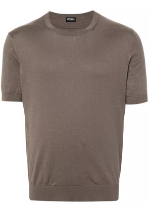 Zegna ribbed-trim cotton T-shirt - Neutrals