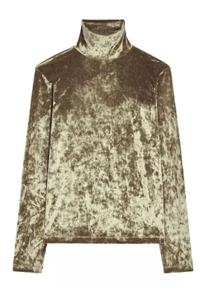 DRIES VAN NOTEN velvet high-neck T-shirt - 607 OLIVE