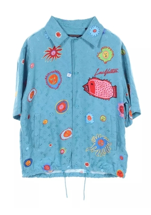 Louis Vuitton Pre-Owned x Yayoi Kusama 2010 Monogram Face shirt short sleeve silk turquoise blue multicolor 23AW