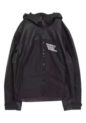 Louis Vuitton Pre-Owned 2010 leather hooded jacket - Black