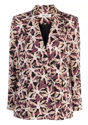 DVF Diane von Furstenberg Gloria floral-pattern double-breasted blazer - Neutrals