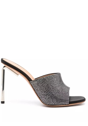 Off-White Allen crystal satin mules - Black