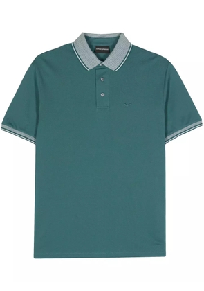 Emporio Armani striped-trim polo shirt - Green