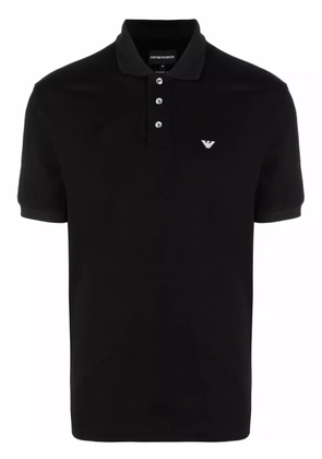 Emporio Armani logo detail polo shirt - Black