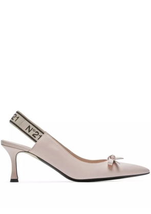 Nº21 logo-strap bow leather pumps - Pink