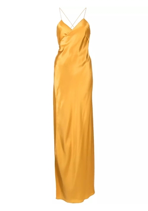 Michelle Mason cross-strap silk wrap gown - Gold