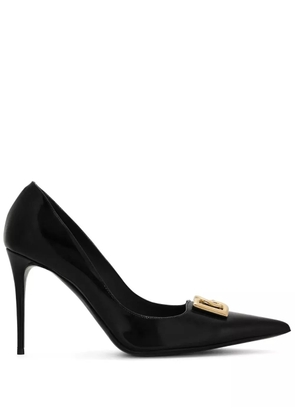 Dolce & Gabbana logo-lettering leather pumps - Black