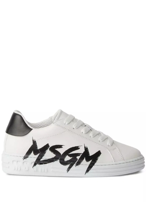 MSGM logo-print leather sneakers - White