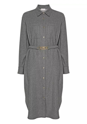 Moncler logo-patch shirt dress - Grey