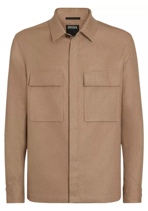 Zegna linen shirt jacket - Brown