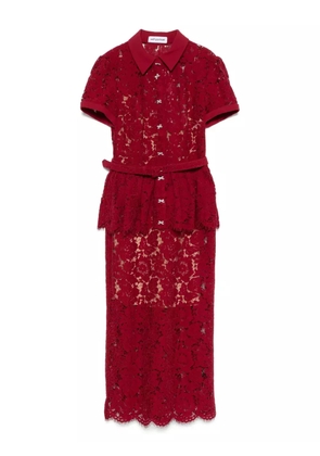 Self-Portrait lace peplum dress - Red
