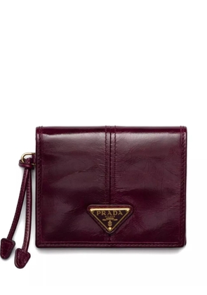 Prada Soft Lux patent-leather logo-plaque wallet - Red