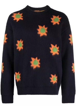 Zegna patterned intarsia-knit brushed-effect jumper - Blue