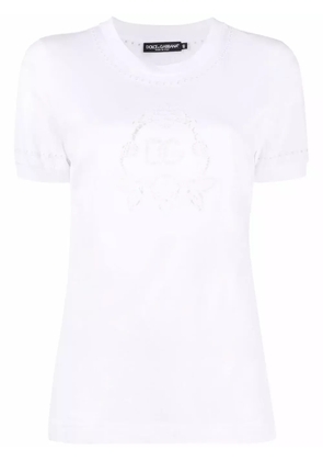 Dolce & Gabbana broderie-anglaise cotton T-shirt - White