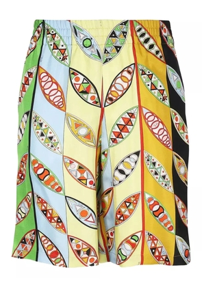 PUCCI leaf-print elastic-waistband shorts - Blue