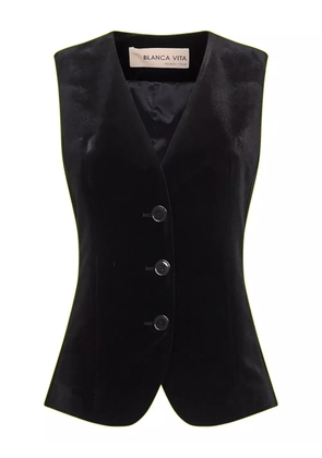 Blanca Vita three-button velvet waistcoat - Black