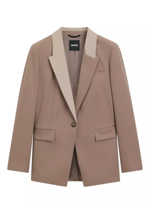 BOSS contrast-lapels wool blazer - Neutrals